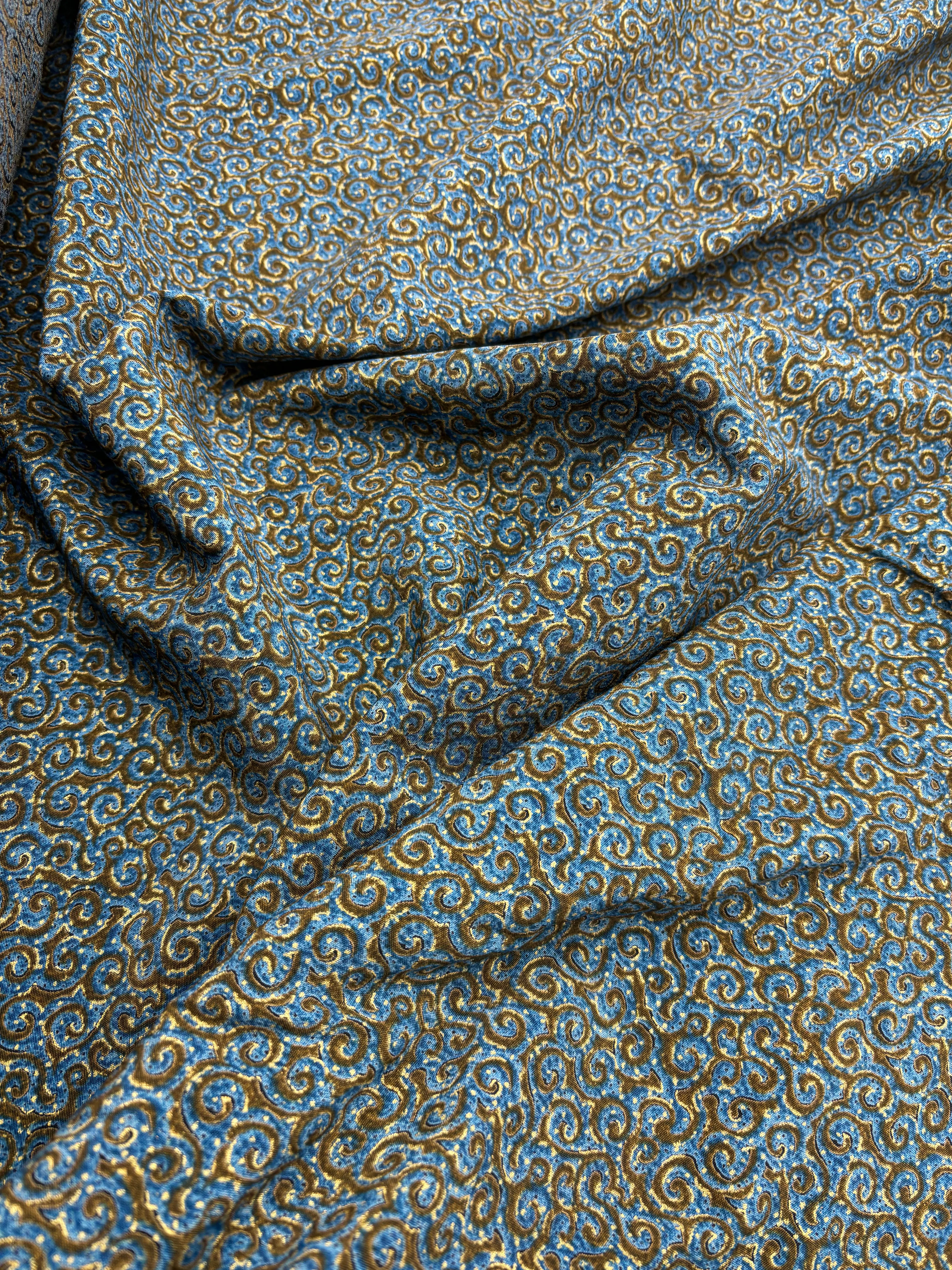 Rayon Challis Print - Blue Swirls