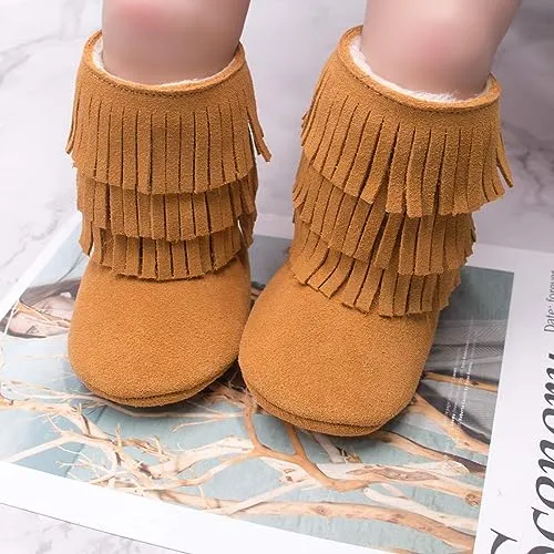 Real Leather Fringe Baby Booties