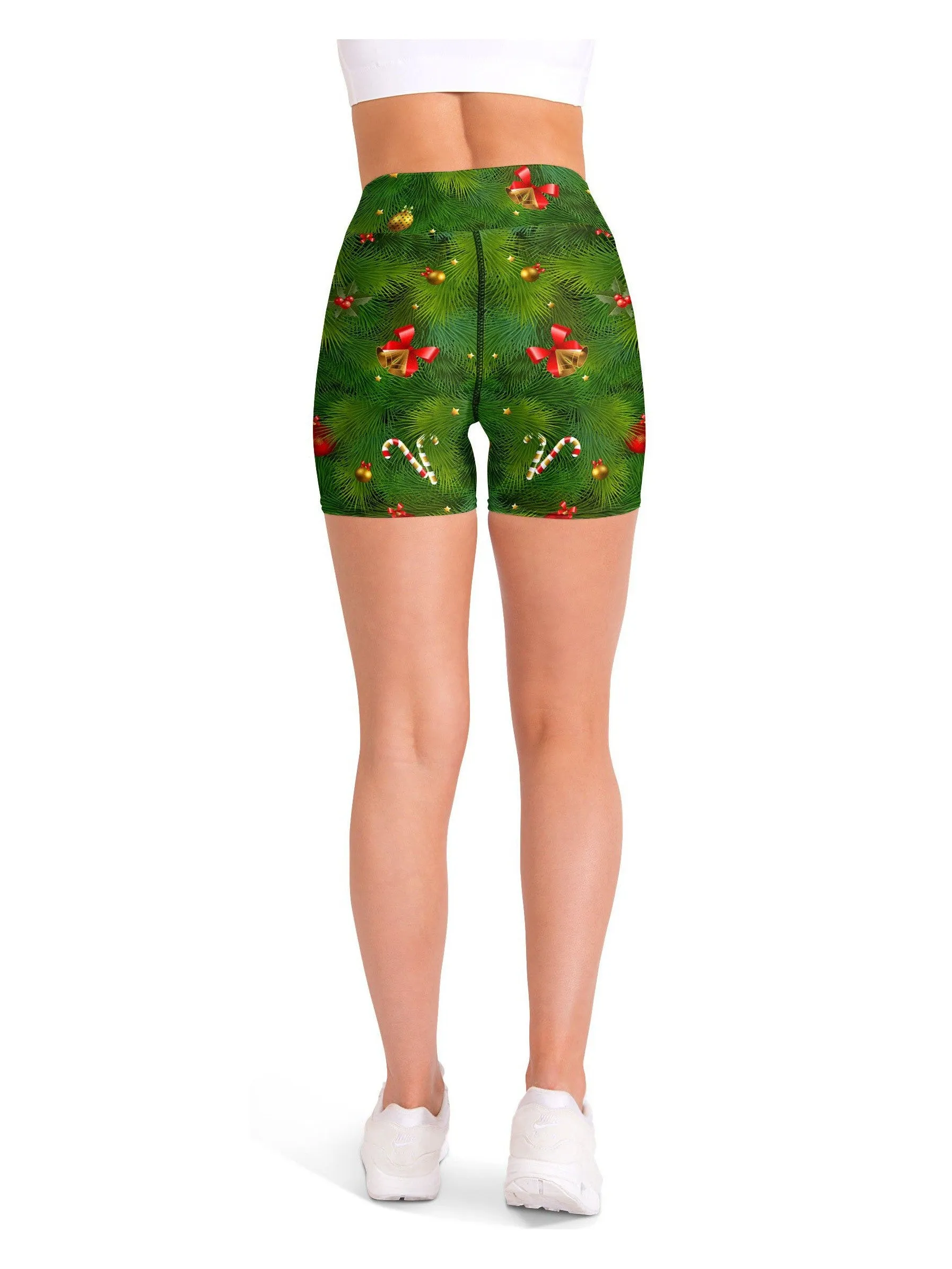 Realistic Christmas Tree Yoga Shorts