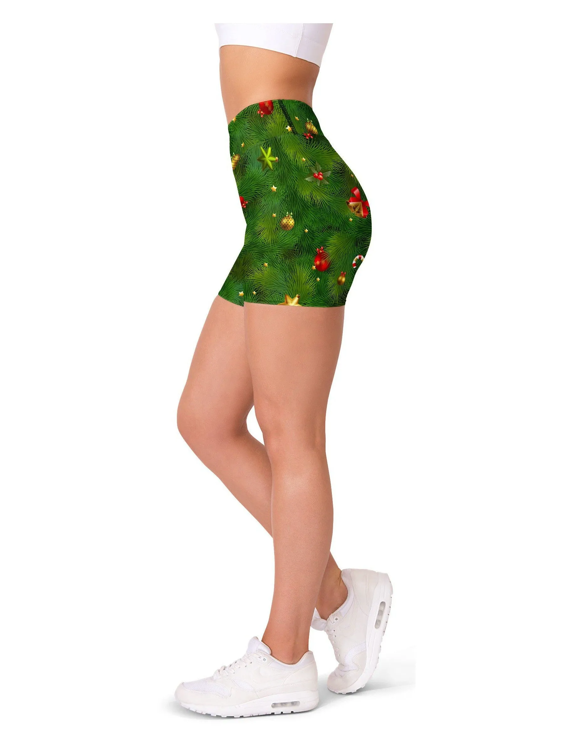 Realistic Christmas Tree Yoga Shorts