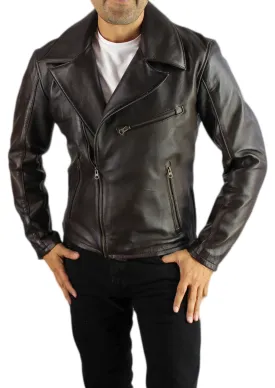 Rebel DK Leather Jacket Cafe Racer Dark Brown