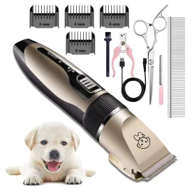 Rechargeable Dog Clippers, Low Noise Pet Shaver Dog Grooming Kit Cordless Professional Dog Hair Trimmer with Comb Scissors for Dogs Cats & Others