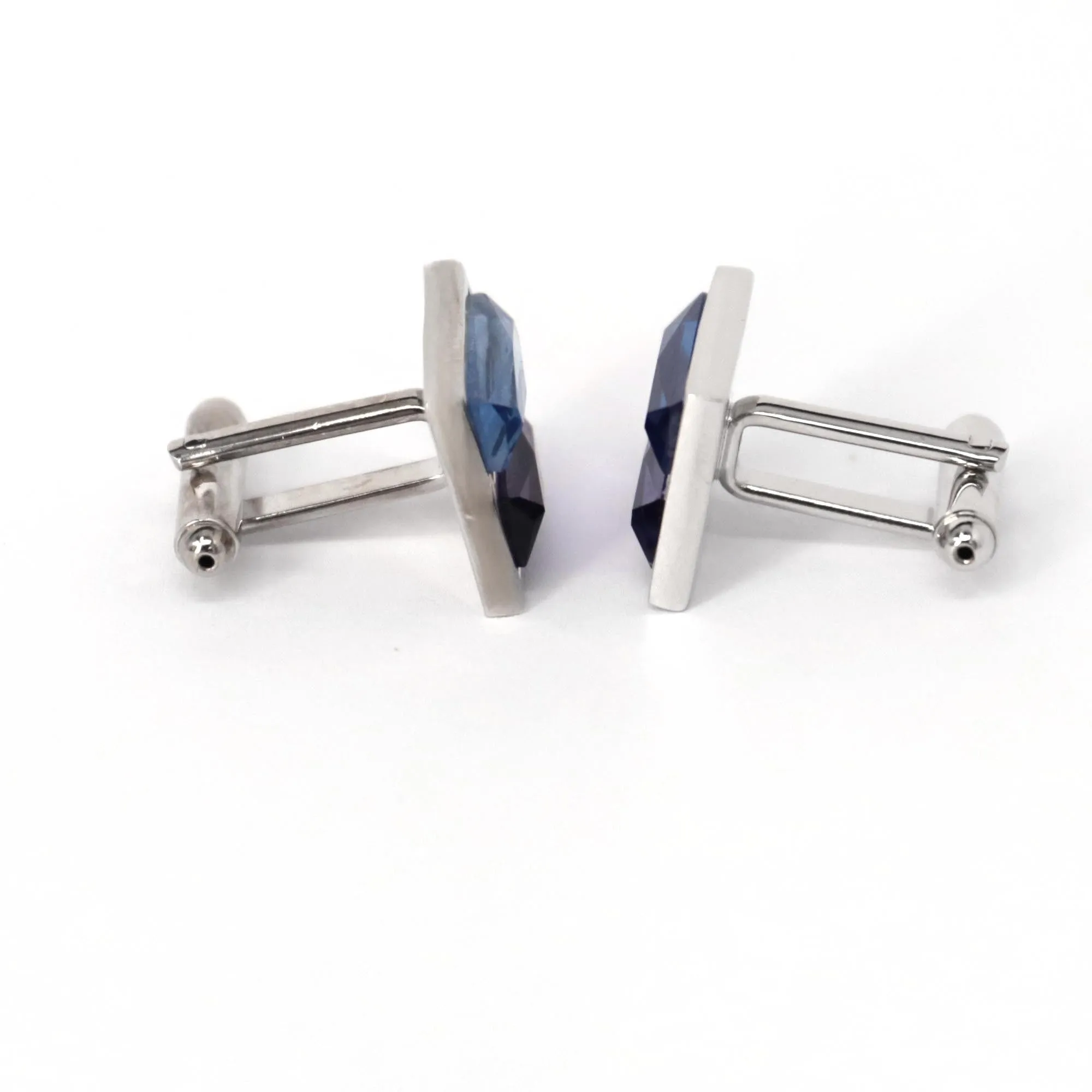 Rectangular Blue and Purple Fiber Glass Cufflinks (Online Exclusive)