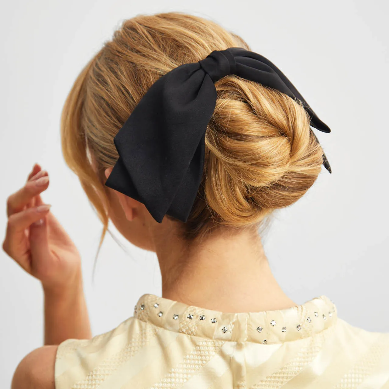 Recycled Fabric Bow Hair Clip - Black