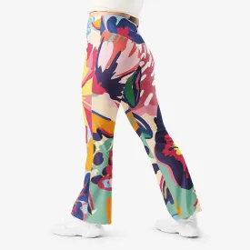 Recycled Flare leggings "Flower Splash" Red/Yellow/Blue