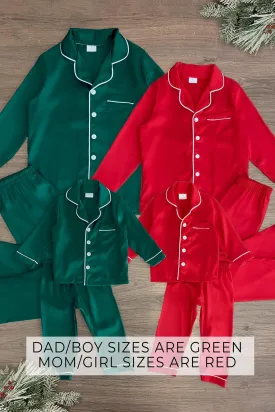 Red & Green Silk Family Pajamas