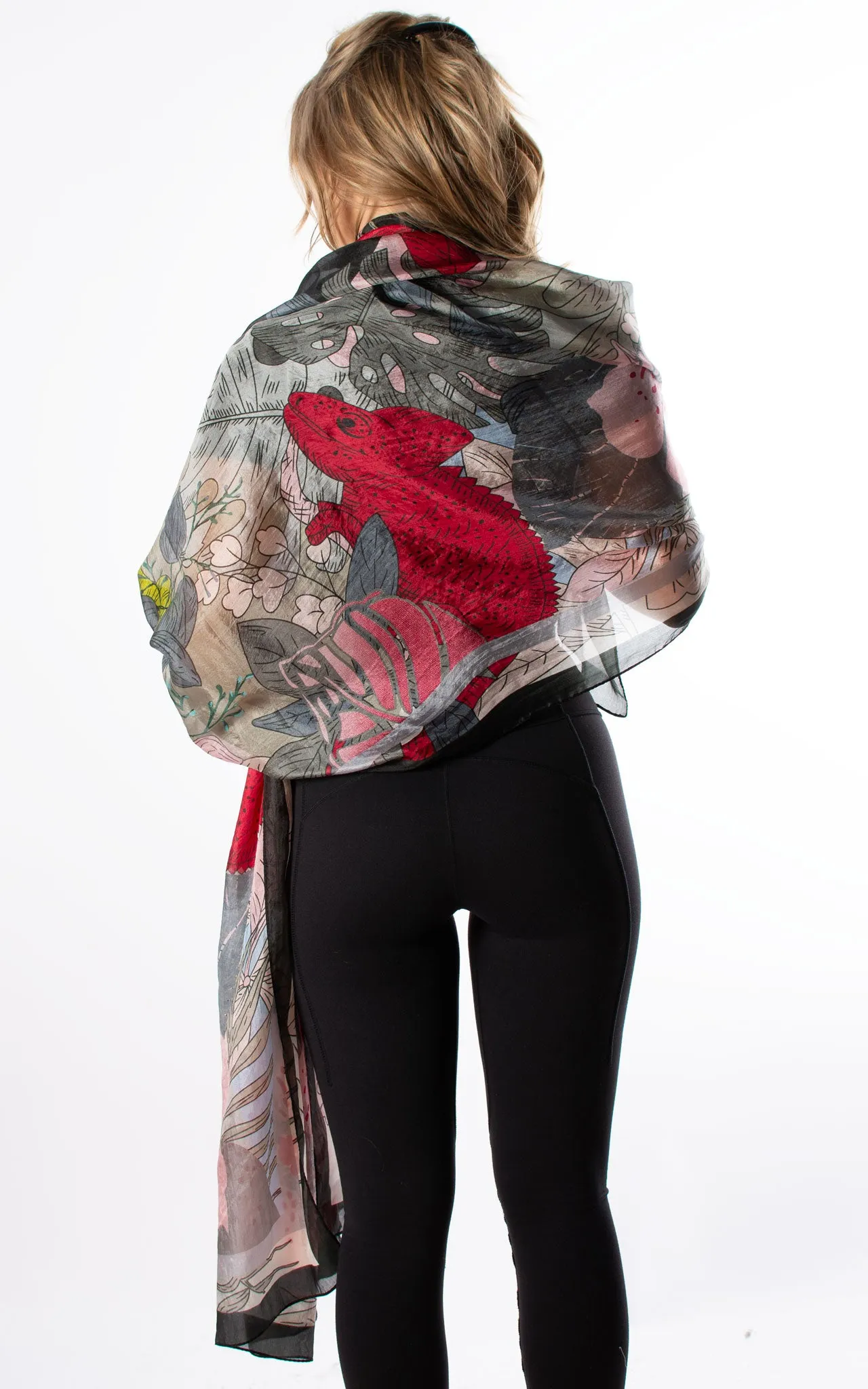 Red & Khaki Chameleon Silk Scarf