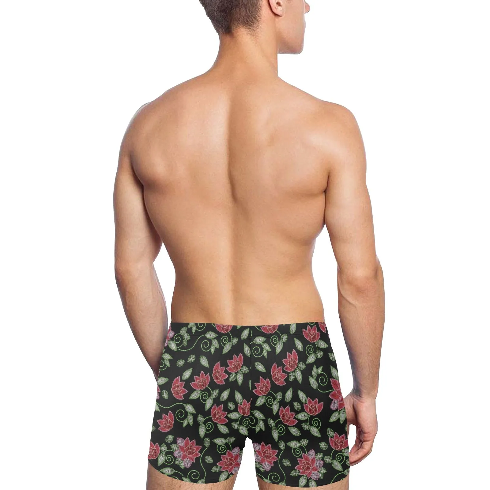 Red Beaded Rose Men's Swimming Trunks