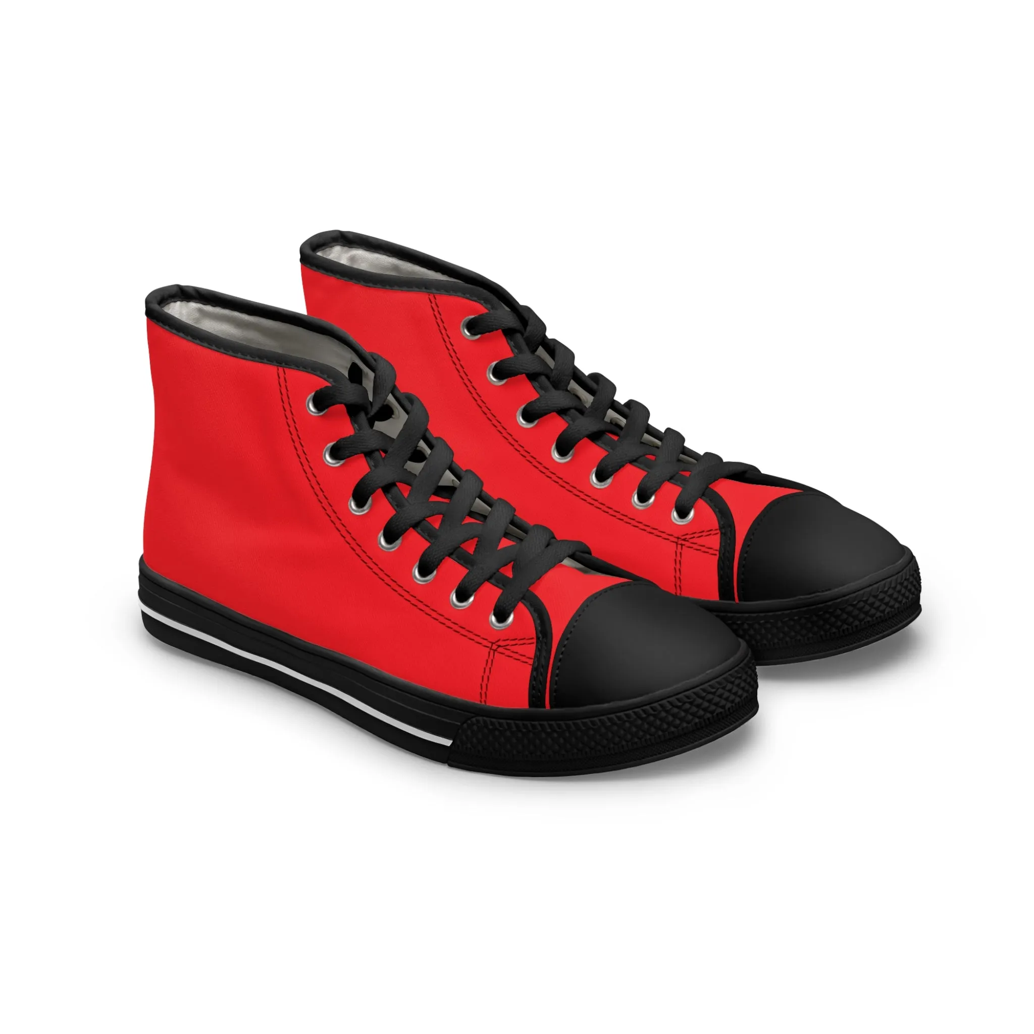 Red Color Ladies' High Tops, Solid Red Color Best Women's High Top Sneakers Canvas Tennis Shoes