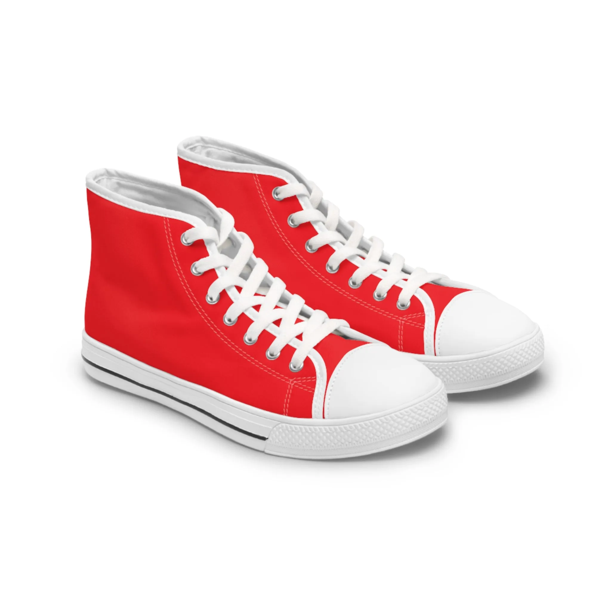 Red Color Ladies' High Tops, Solid Red Color Best Women's High Top Sneakers Canvas Tennis Shoes