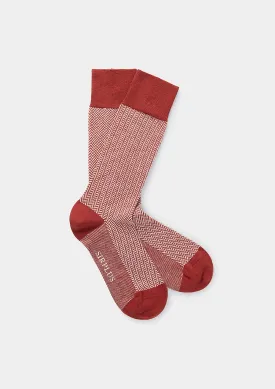 Red Cotton Herringbone Socks