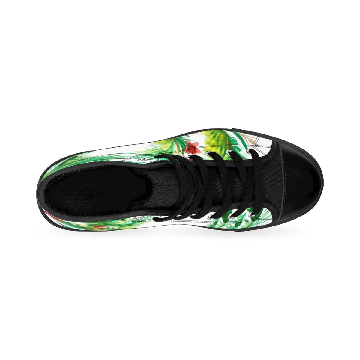 Red Floral Canvas Sneakers, Floral Print Designer Men's High-top Sneakers Running Tennis Fashion Running Shoes