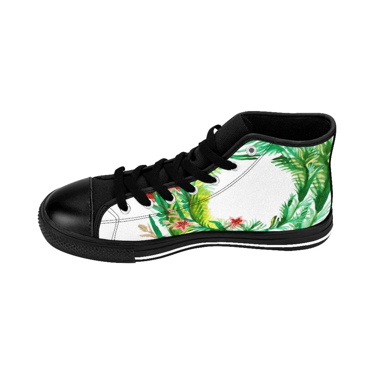 Red Floral Canvas Sneakers, Floral Print Designer Men's High-top Sneakers Running Tennis Fashion Running Shoes