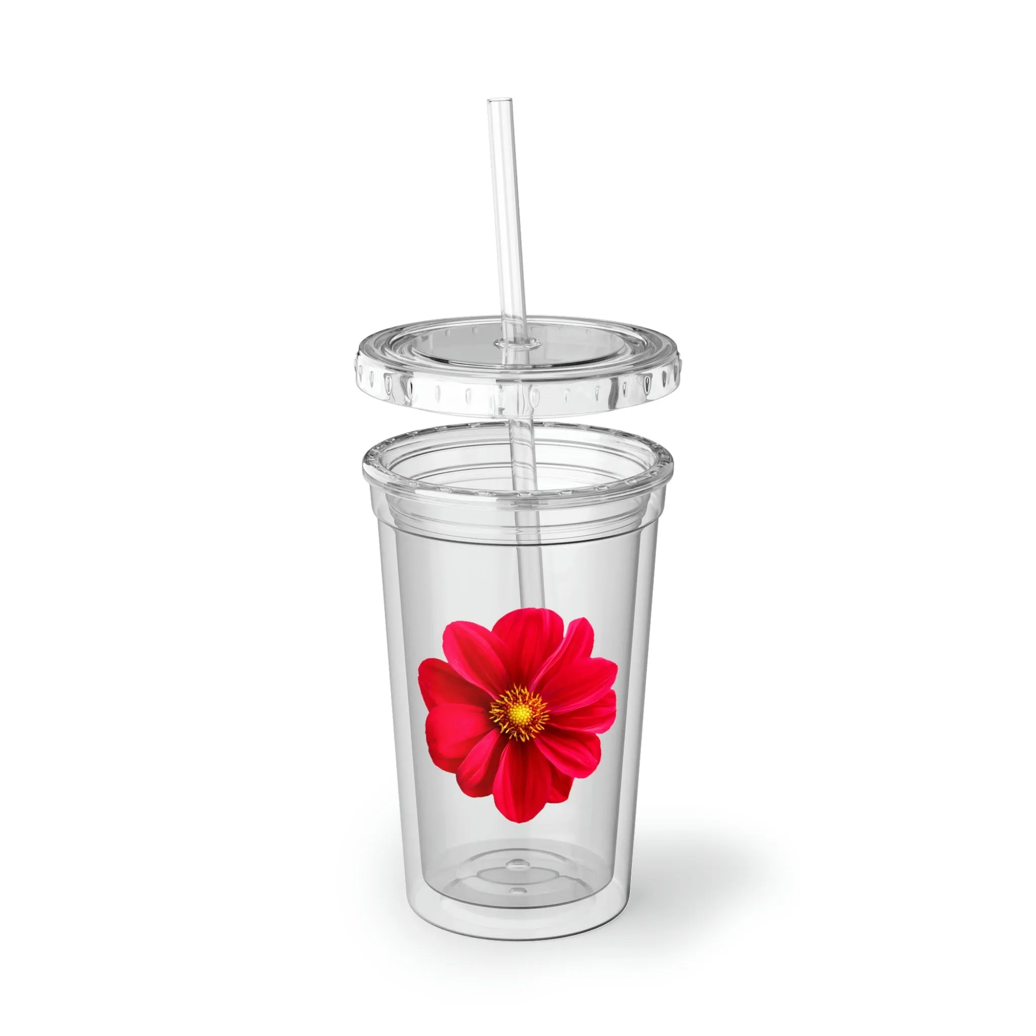 Red Flower Suave Acrylic Cup