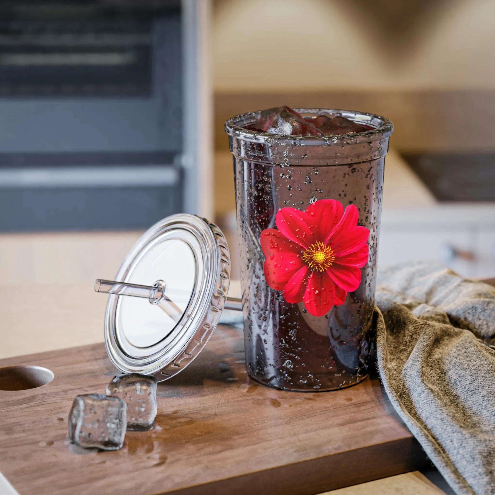 Red Flower Suave Acrylic Cup