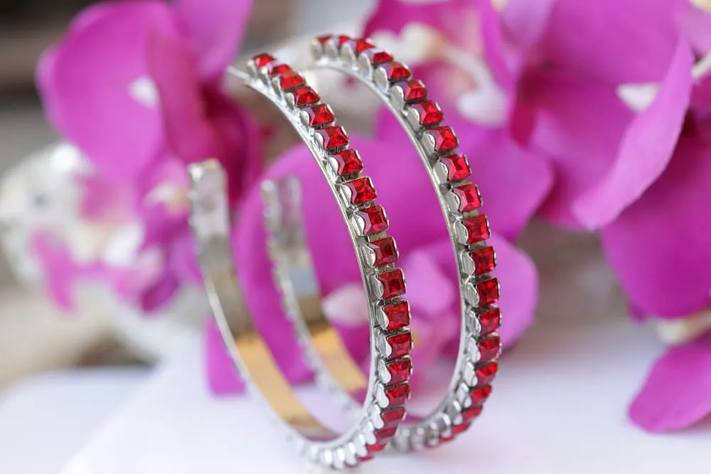 RED HOOP EARRINGS