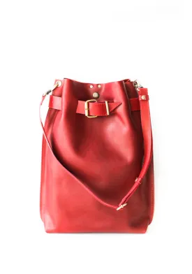 Red Large Leather Backpack Purse