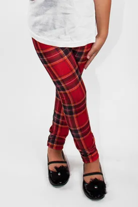 Red Plaid Kids Leggings