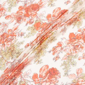 Red Rose Printed Pure Silk Chiffon