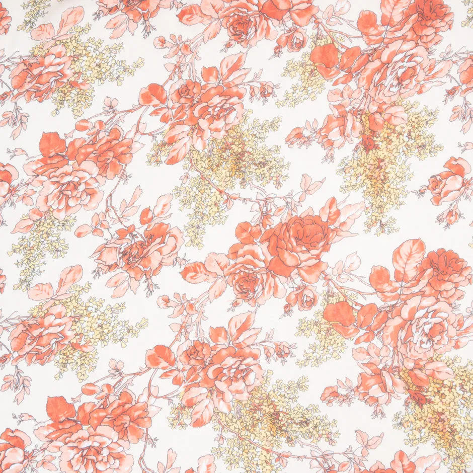 Red Rose Printed Pure Silk Chiffon