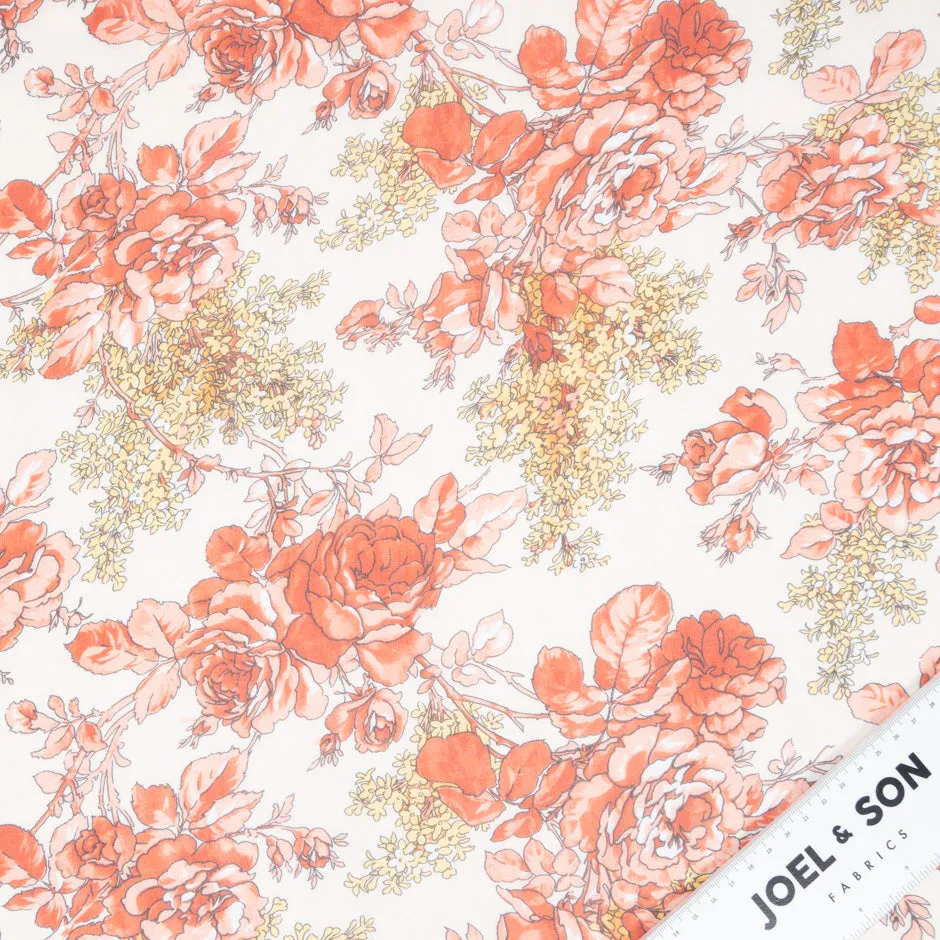 Red Rose Printed Pure Silk Chiffon