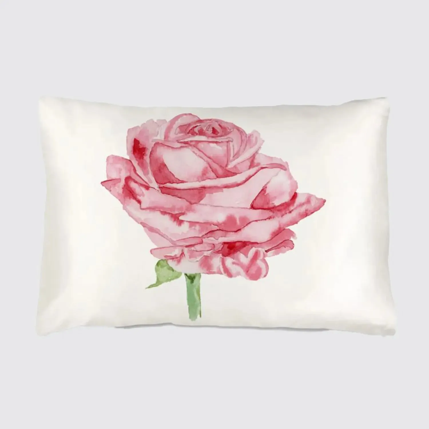 Red Watercolour Rose Silk Pillowcase