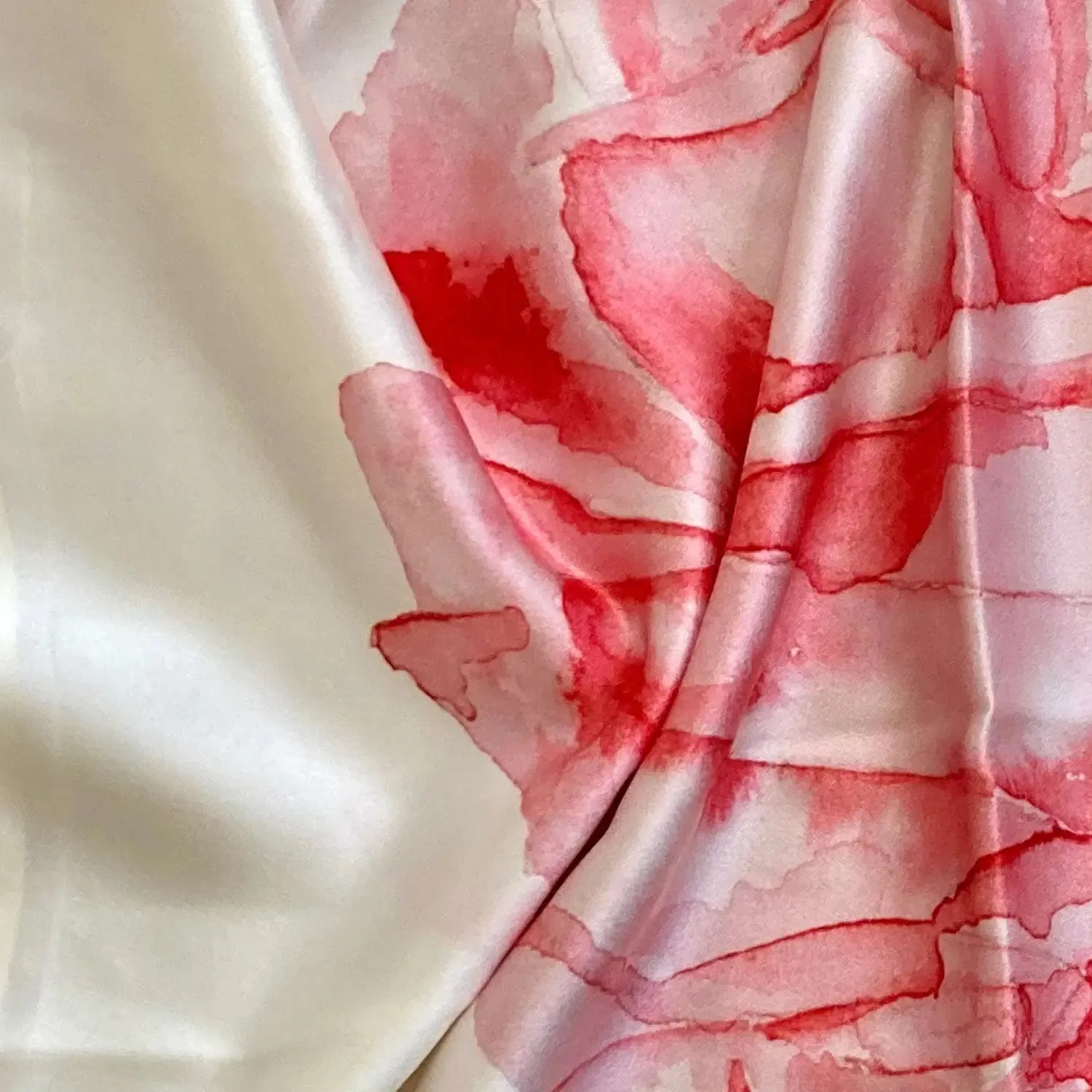 Red Watercolour Rose Silk Pillowcase