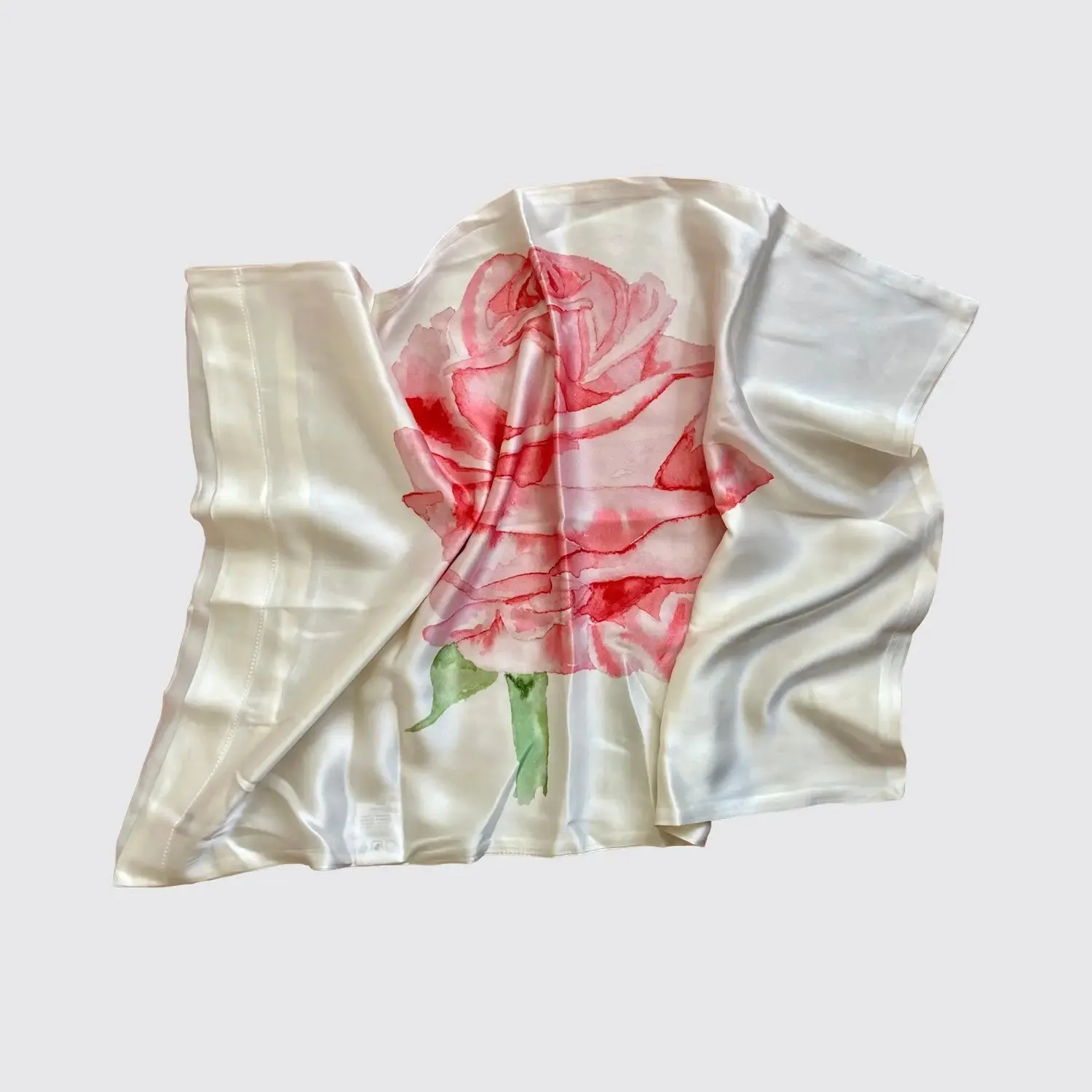 Red Watercolour Rose Silk Pillowcase