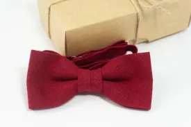 Red wedding bow tie |  red pre-tied bow tie