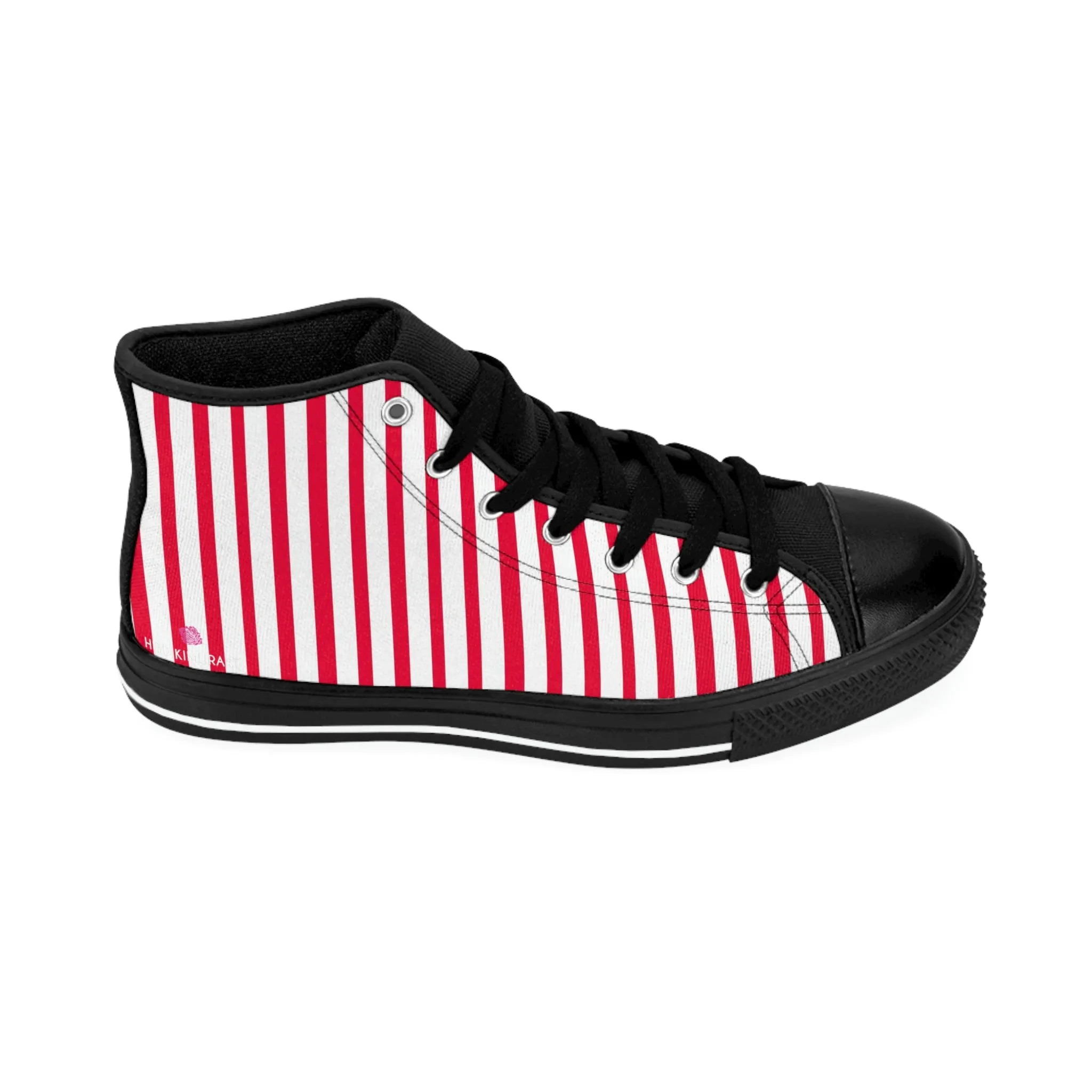 Red White Striped Men's Sneakers, Modern Stripes Men's Designer Tennis Running Shoes (US Size: 6-14)