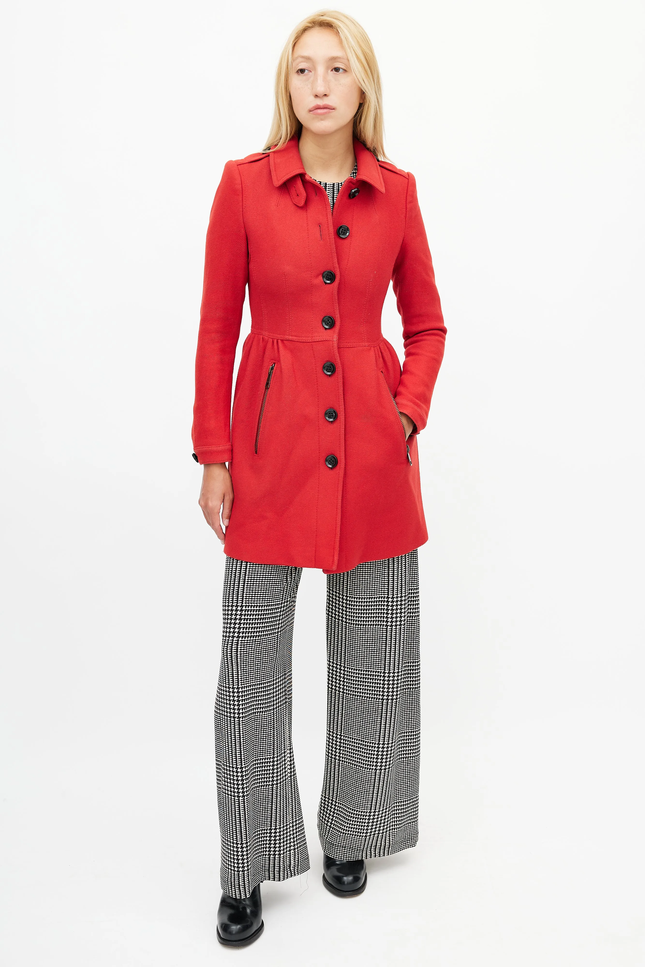 Red Wool Trench Coat