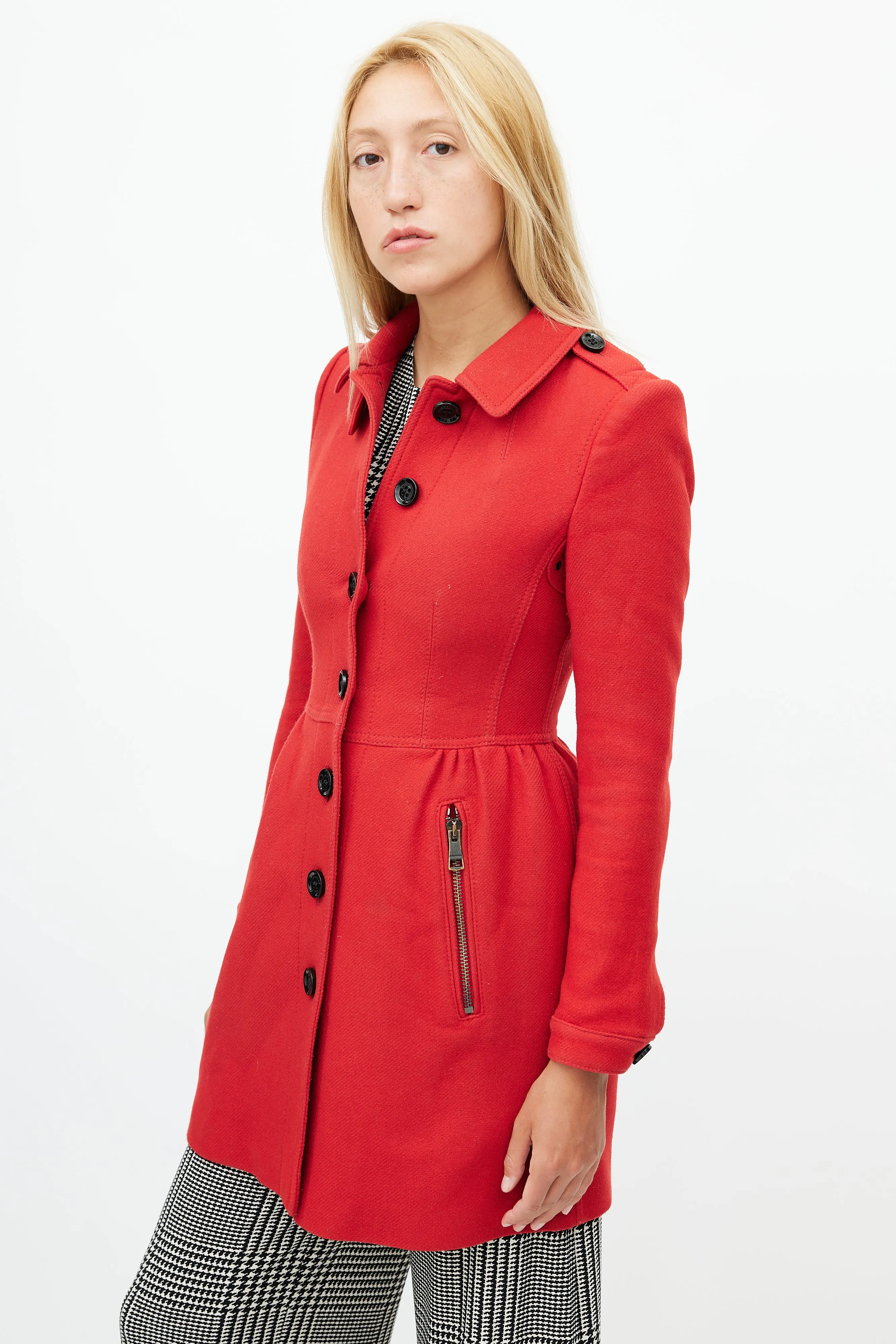 Red Wool Trench Coat