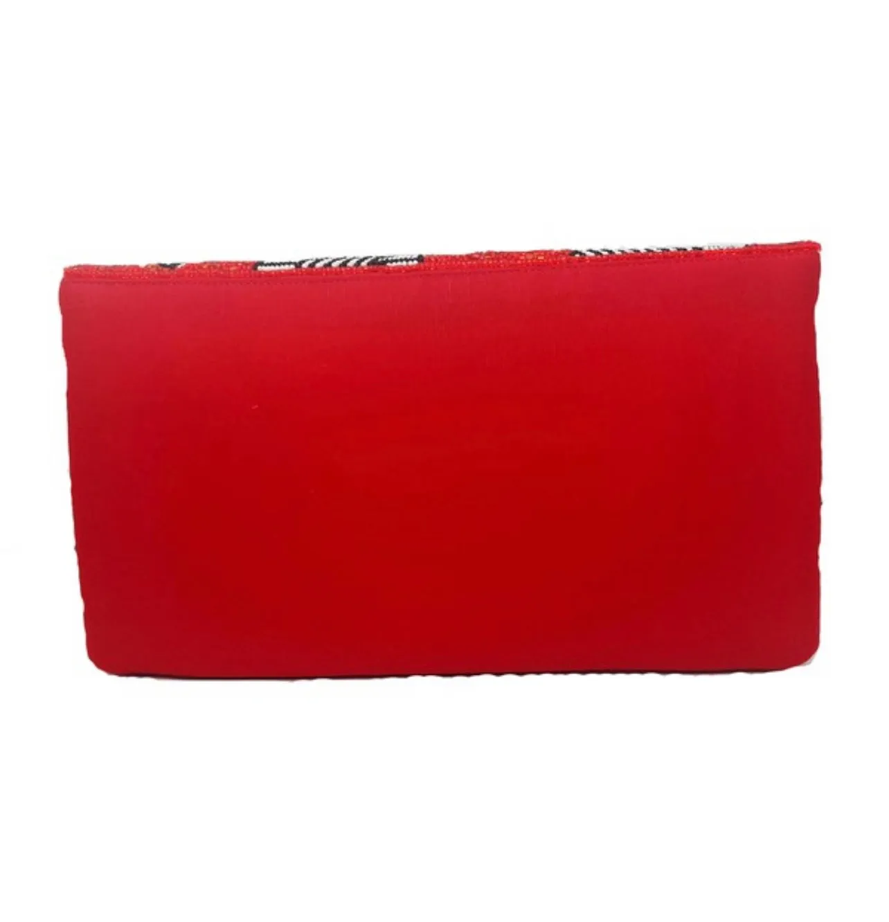 Red Zebra Beaded Clutch