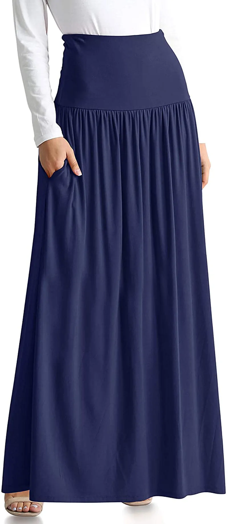 Reg and Plus Size Maxi Skirts for Women Long Length Skirts with Pockets Beach SwimCoverup,Night Out,Casual Office,Party