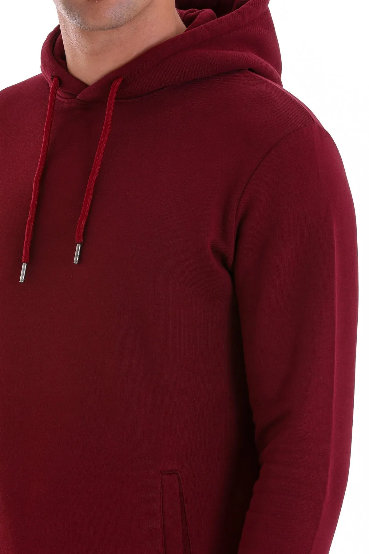 Regular Fit Cotton Blend Burgundy Hooded Sweatshirt