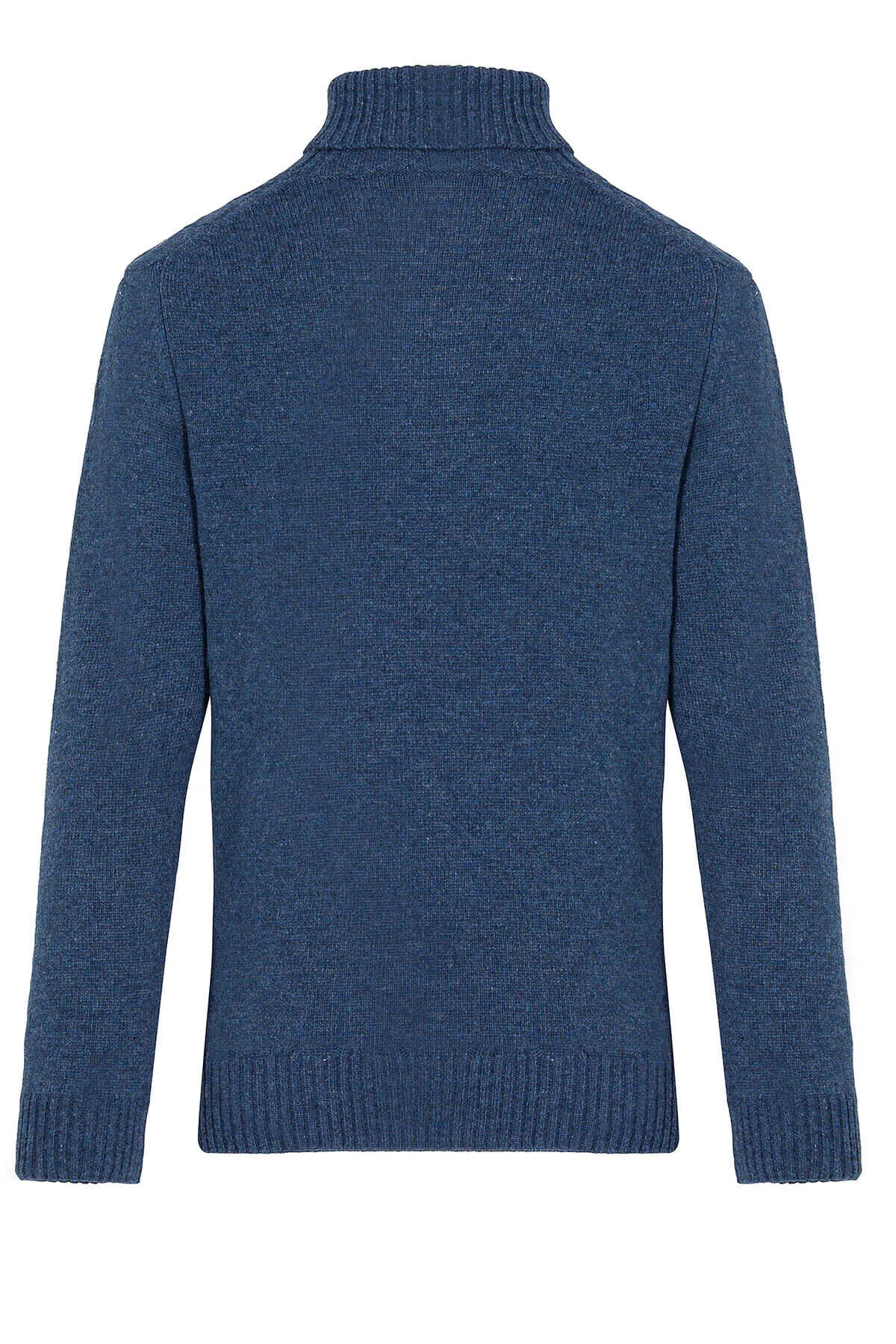 Regular Fit Wool Blend Indigo Turtleneck Sweater