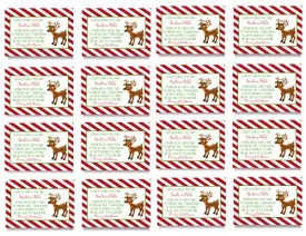 Reindeer Food for Christmas Eve, Kids Christmas Party Favors, Rudolph Holiday Party Supplies Red and White, Magic Reindeer Food Gift Tag Labels Folded, 16 Count