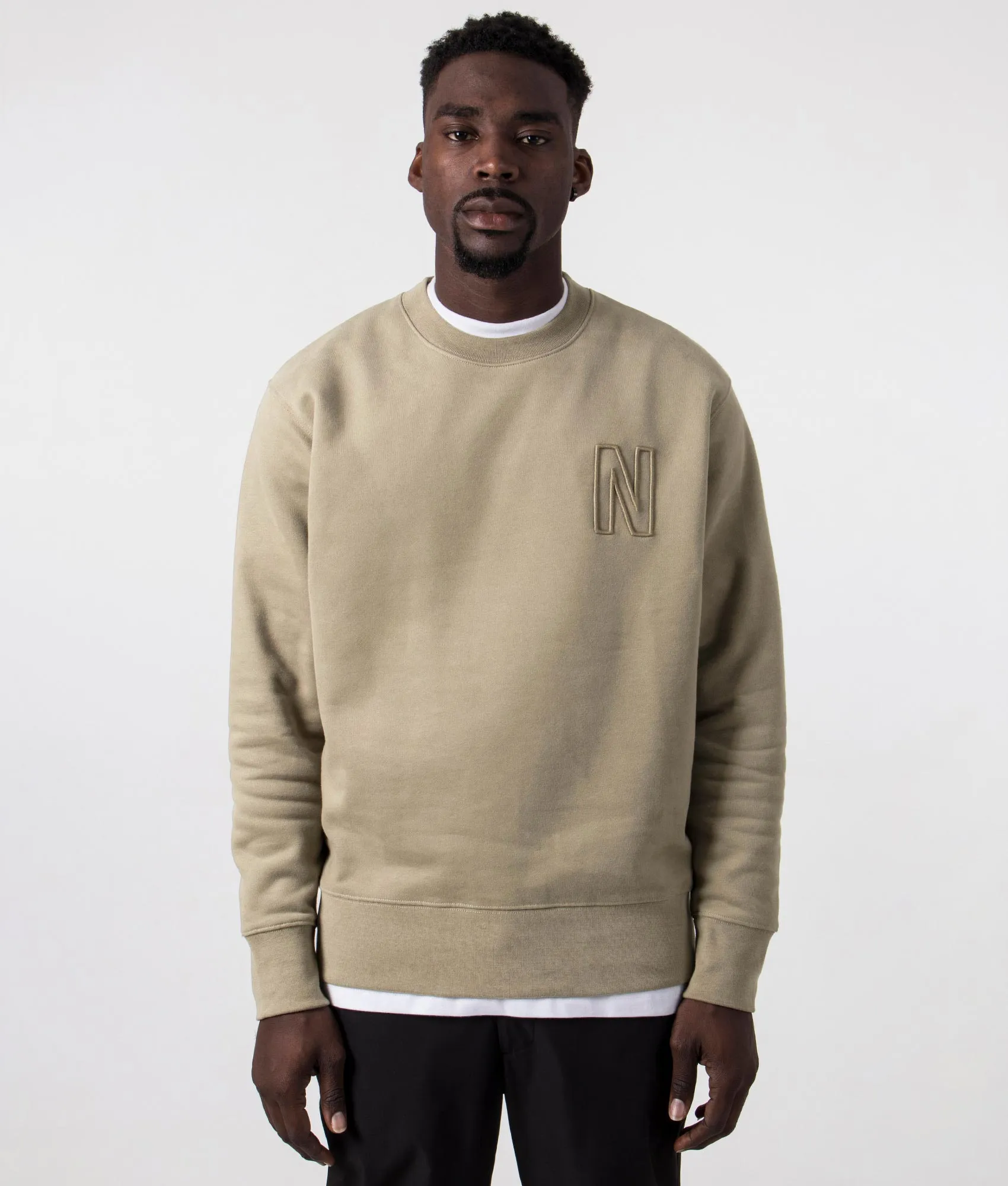 Relaxed Fit Arne Brushed Fleece N Logo Sweatshirt