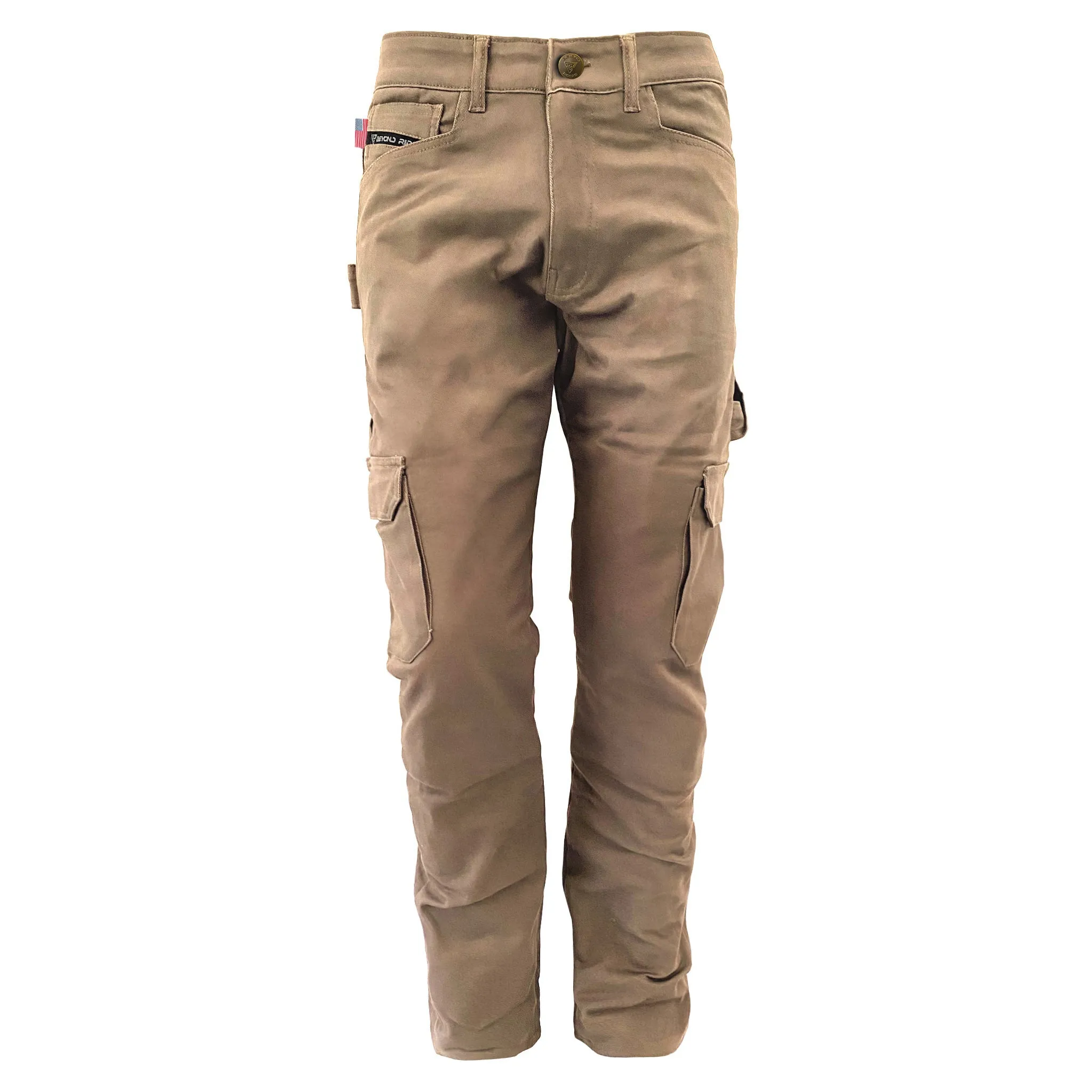 Relaxed Fit Cargo Pants - Khaki Solid with Pads