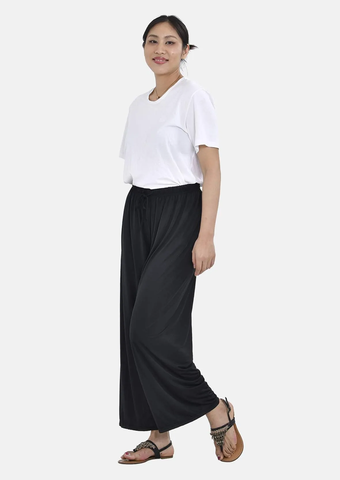 Relaxed Fit Printed Wide Leg Trousers