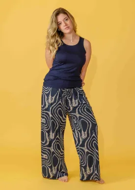 Relaxed Fit Printed Wide Leg Trousers