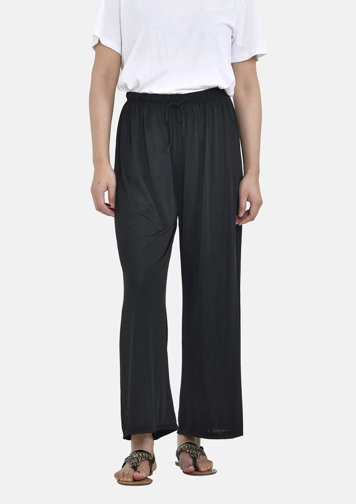 Relaxed Fit Printed Wide Leg Trousers