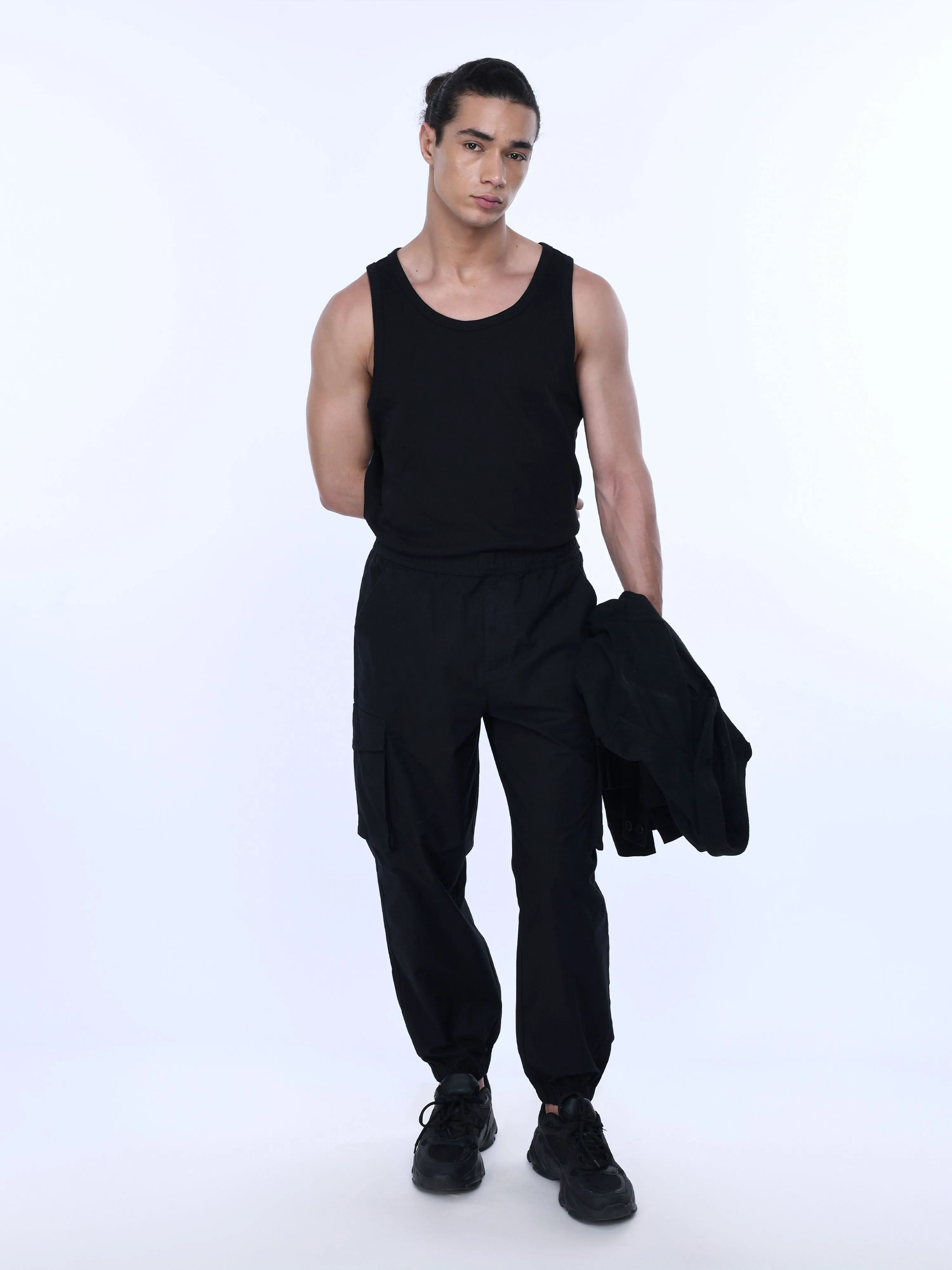 Relaxed Light Cotton Black Joggers