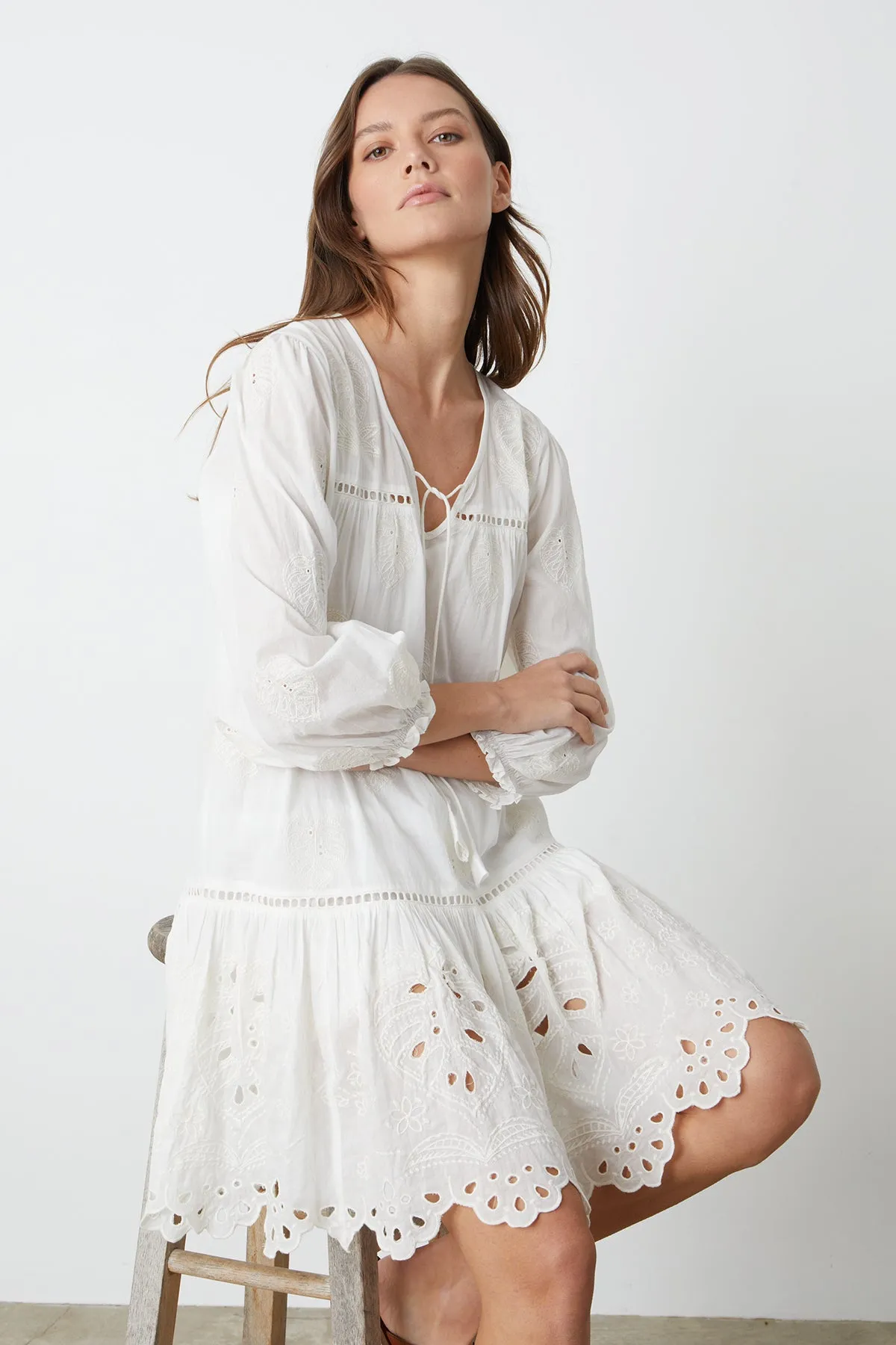 RENEE EMBROIDERED COTTON DRESS