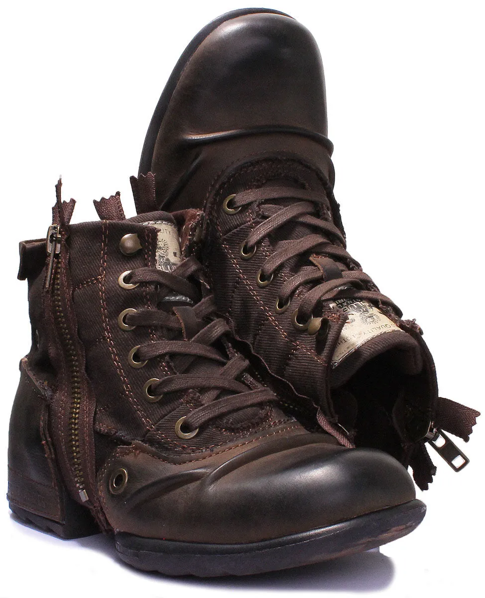 Replay Clutch Mens Biker Boot In Dark Brown