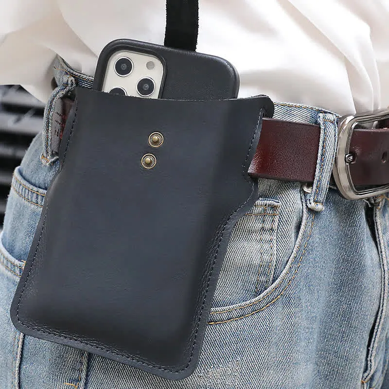 Retro Cell Phone Convenient Carry Leather Belt Bag