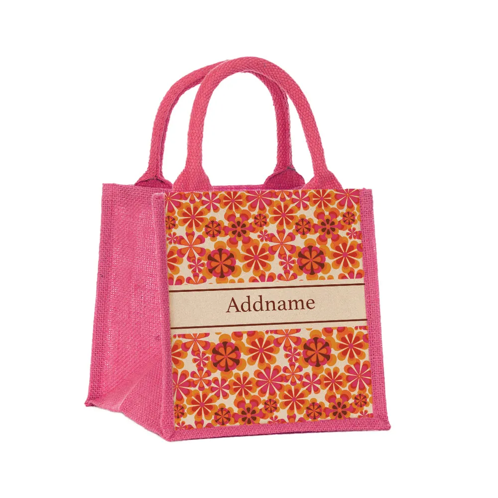 Retro Daisy Jute Tote Bag