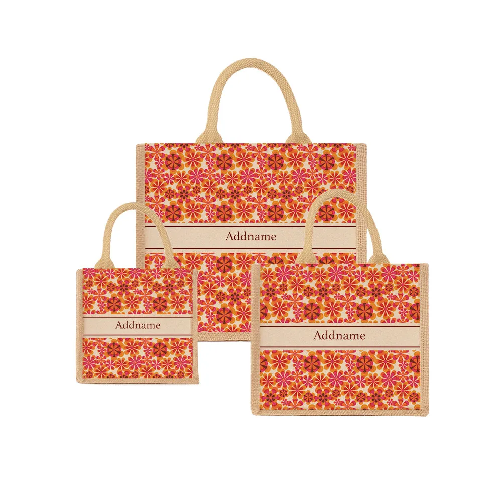 Retro Daisy Jute Tote Bag