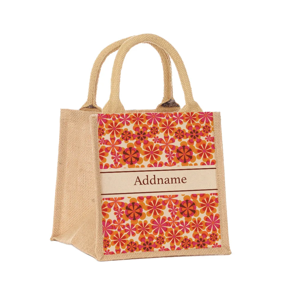 Retro Daisy Jute Tote Bag