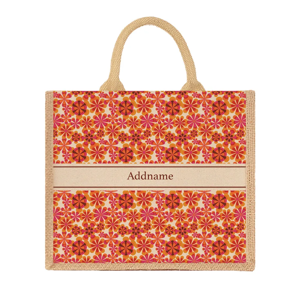 Retro Daisy Jute Tote Bag